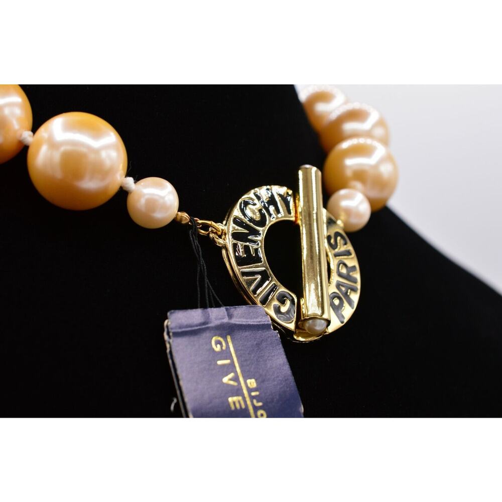 Givenchy Vintage Runway Logo Choker Necklace Chunky Pearl Bold NOS 1980s BinN - Picture 6 of 12